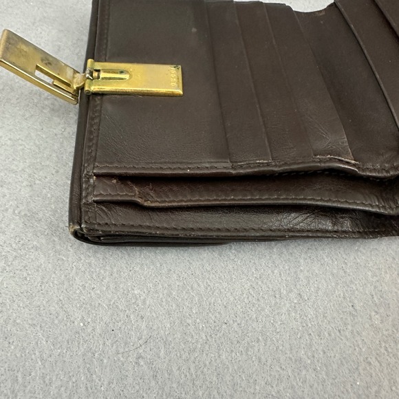 Gucci Leather Wallet Brown Snap Closure Bifold Coin Purse Vintage, flawed,‎ used - Picture 15 of 16